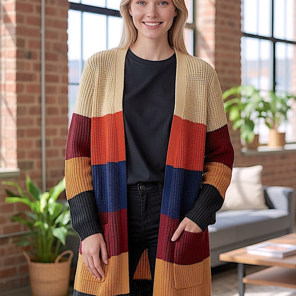 Vintage Knit Cardigan Sweater oversized with pockets